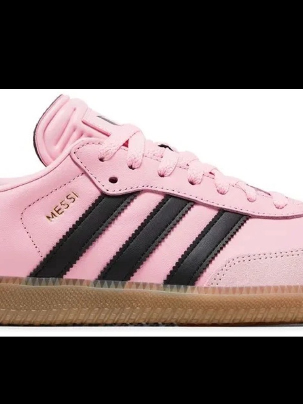 Kids Pink Leather Sneakers with Black Stripes